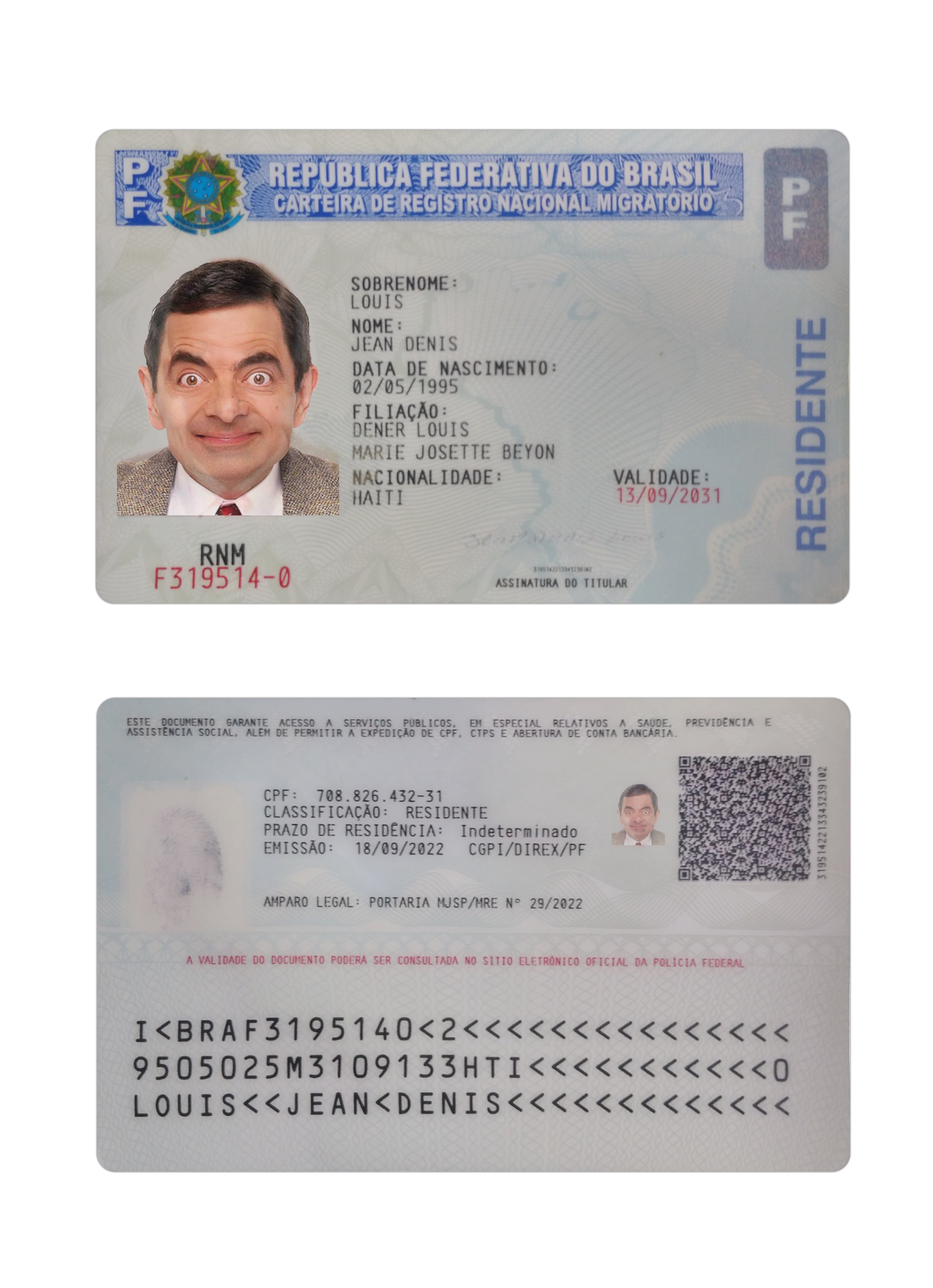 Carte de séjour au Brésil 2022 présent